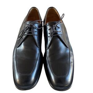 Santoni Italian Black Leather Lace Up Derby Dress Shoes Pointed Toes Men’s 9.5
